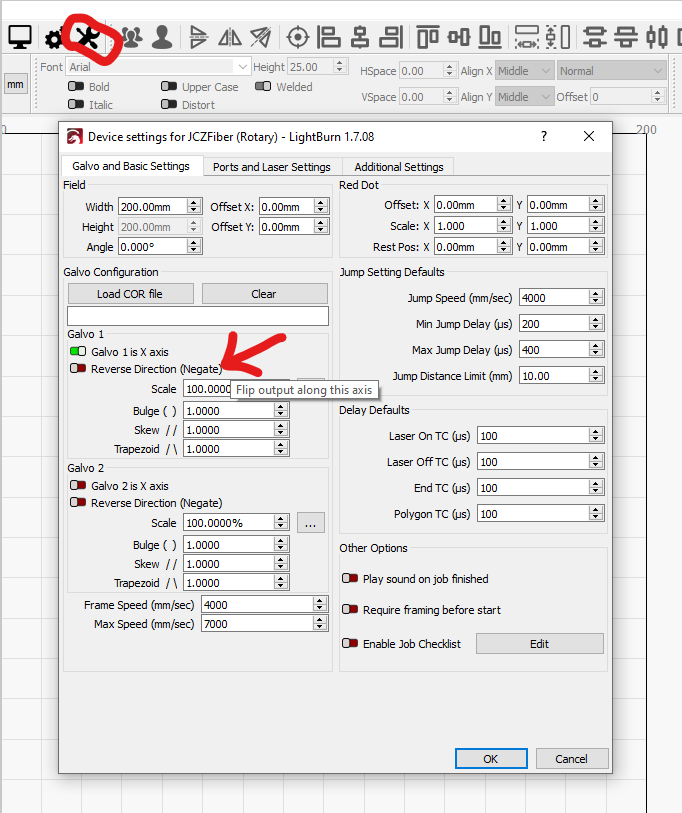 X is flipped and can't find the LightBurn setting - LightBurn