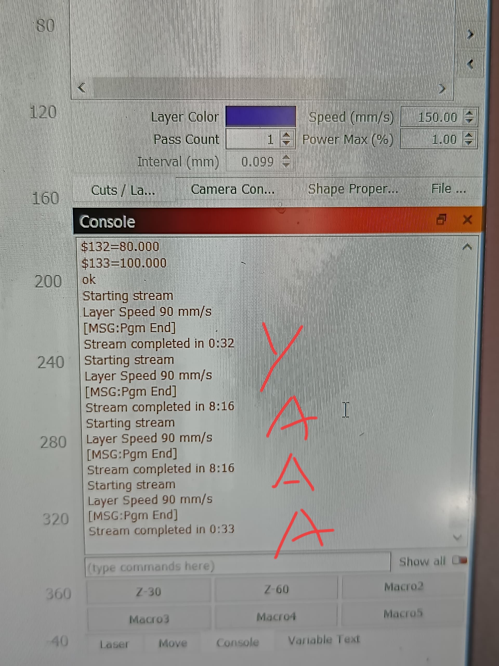 A axis rotary speed or conversion is not defined correctly Neje