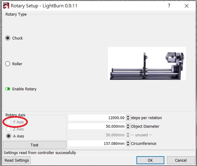 Rotary Chuck Setup Can T Choose Y Axis Lightburn Software Lightburn Software Forum