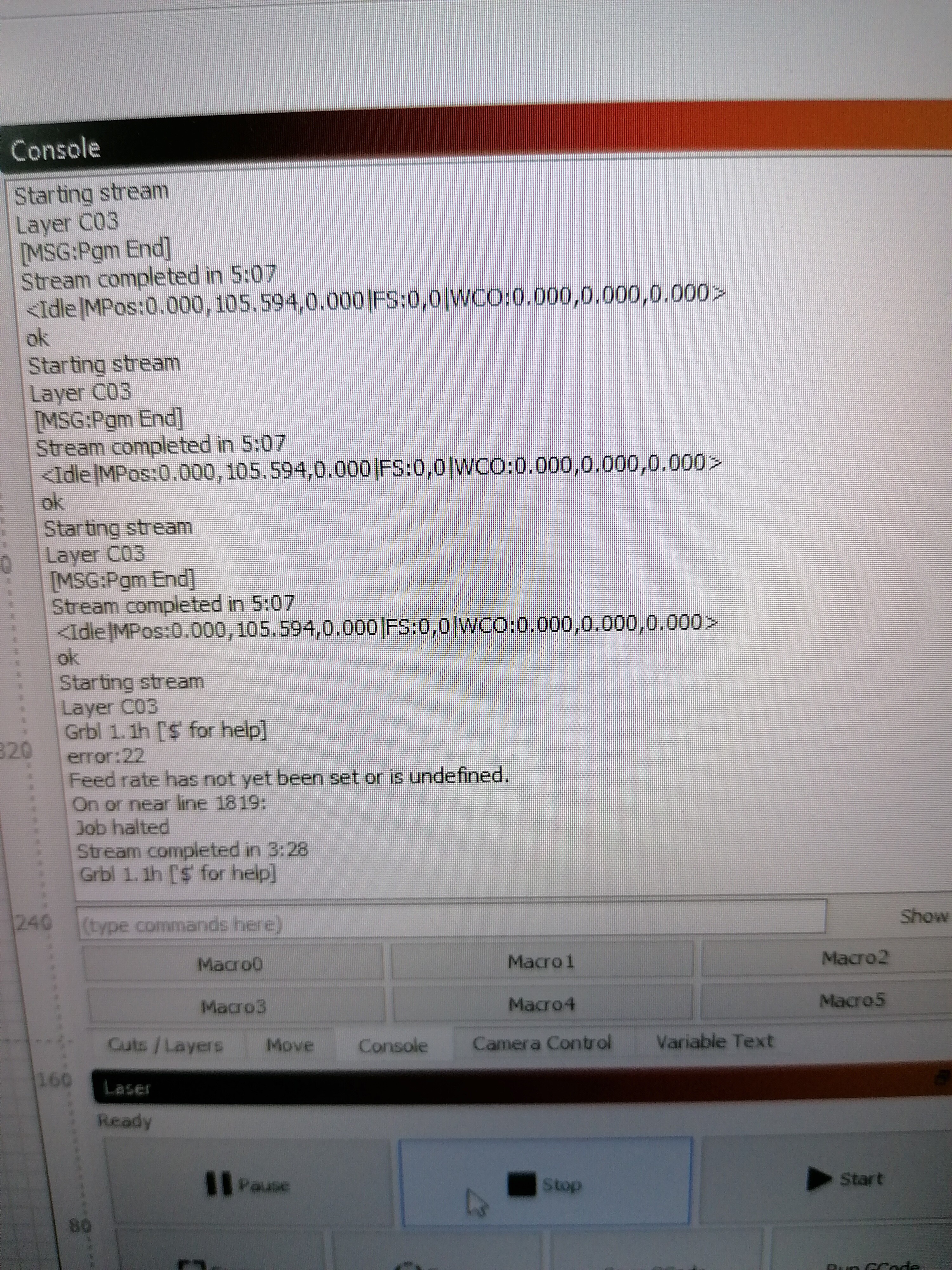 Laser stops engraving mid job - GRBL - LightBurn Software Forum