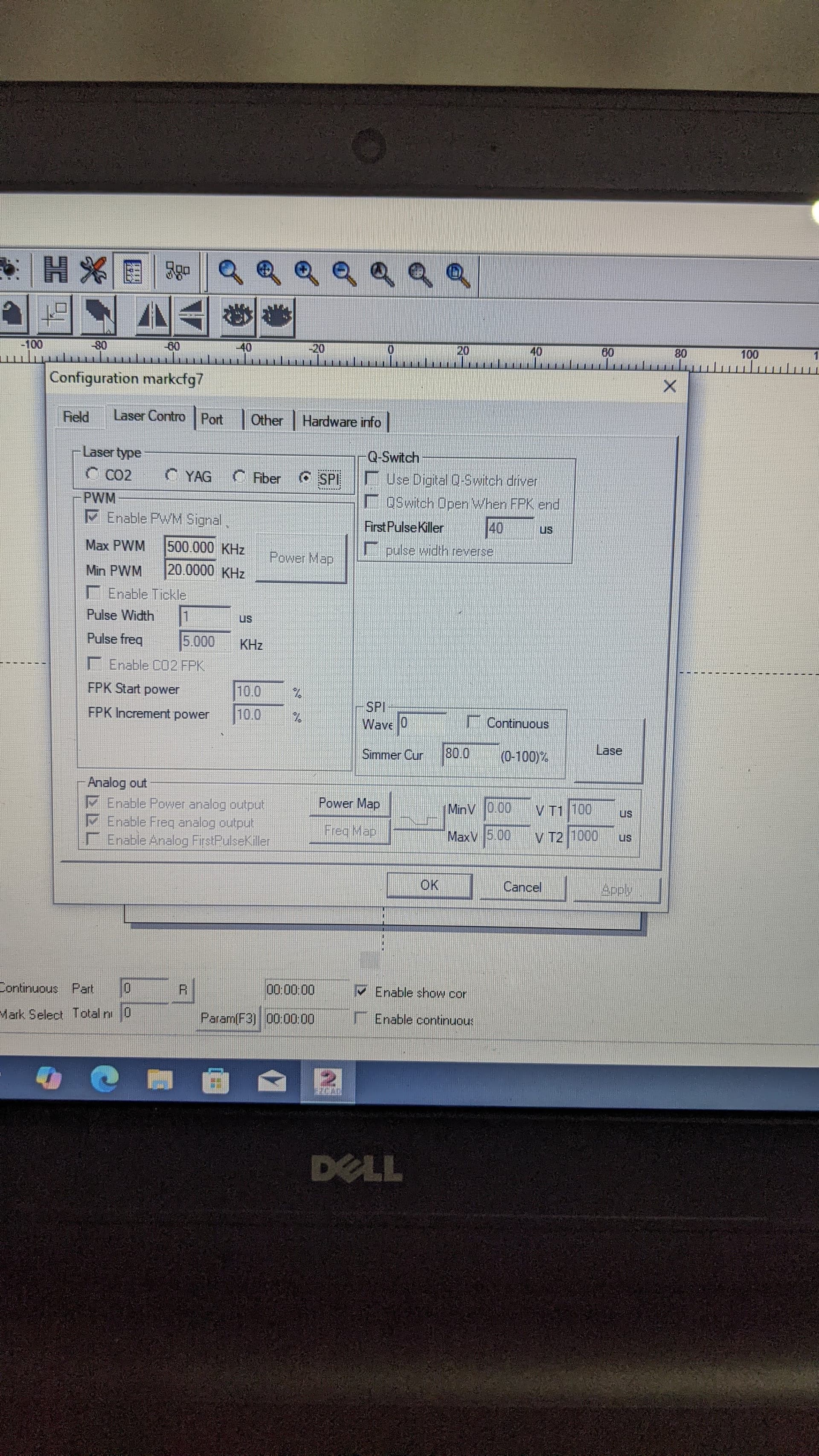 I can't configure the Laser source SPI LASER on the Lightburn