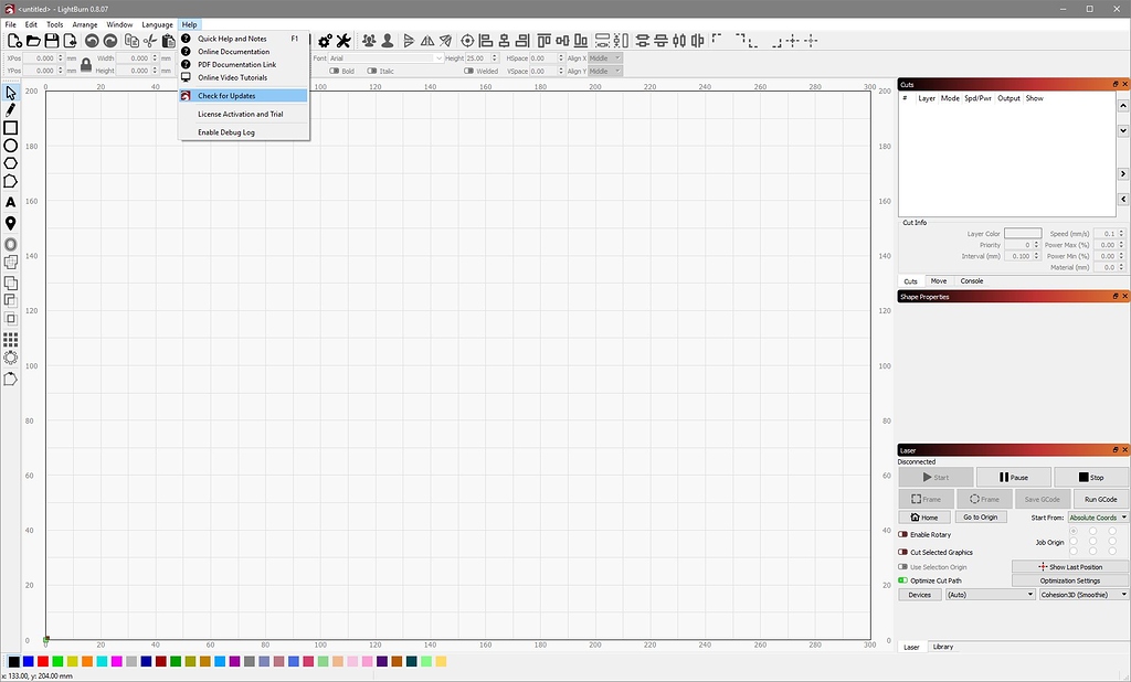 How do I check for updates to LightBurn? - Resources - LightBurn ...