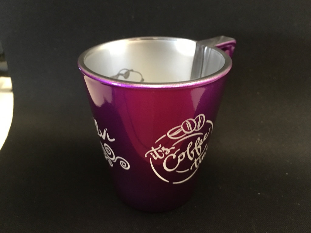 Colored glass coffee cup engraved Finished Creations LightBurn