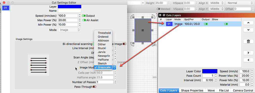 lightburn software how to change line weight