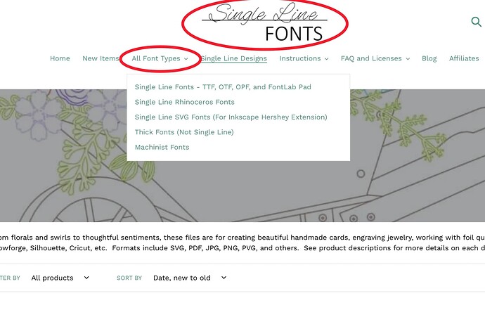 Single Line Fonts Website