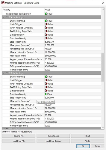 Lightburn rotary trouble settings