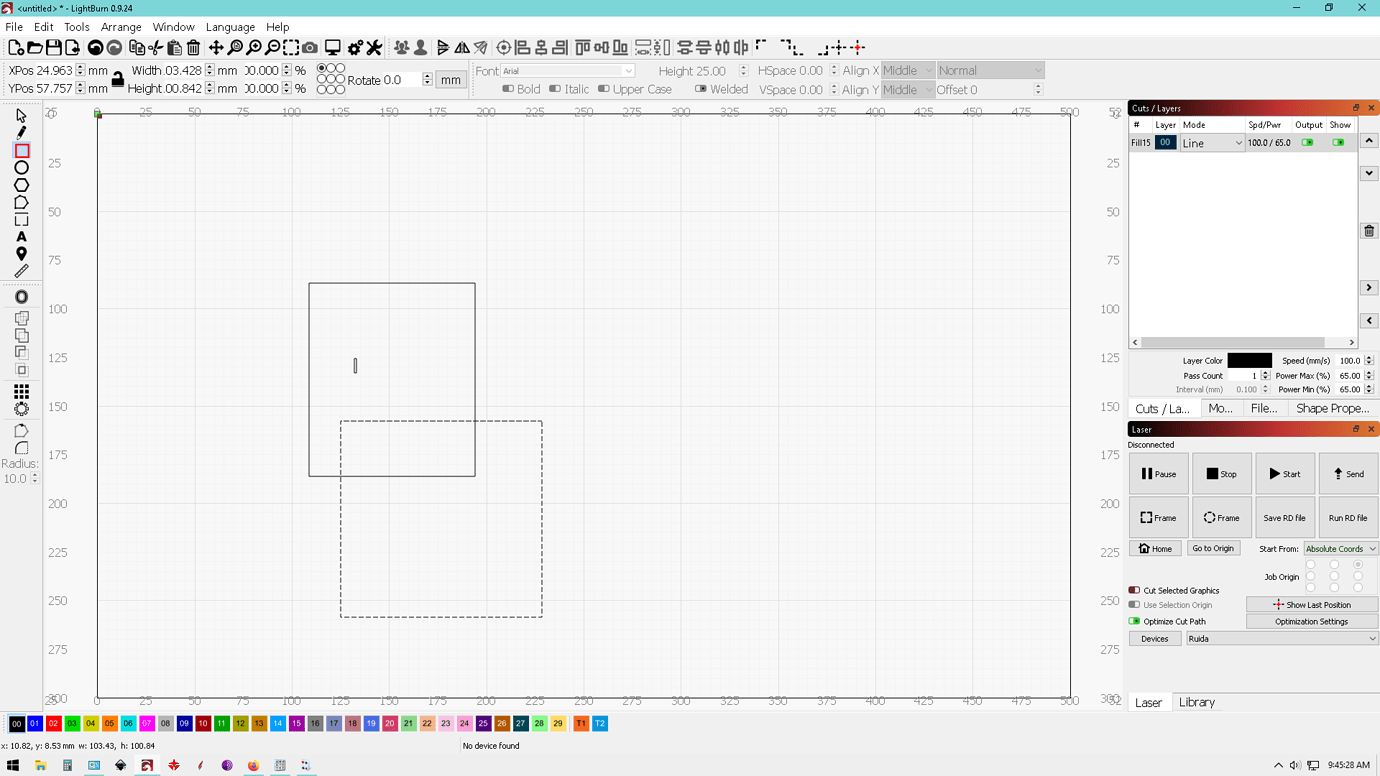 Boxes showing X and Y positions LightBurn Software Questions