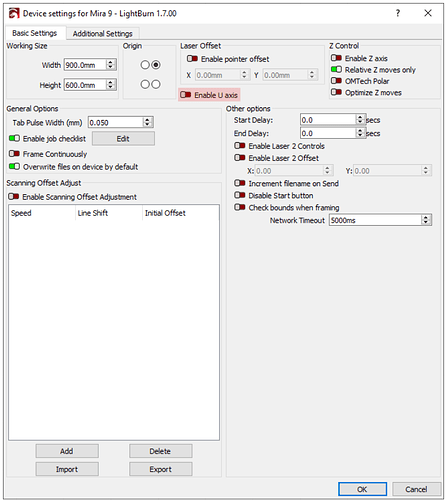 LightBurn - Enable U axis