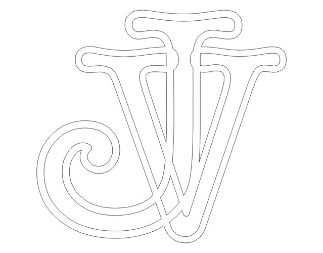 JV font logo American Typewriter 2 line