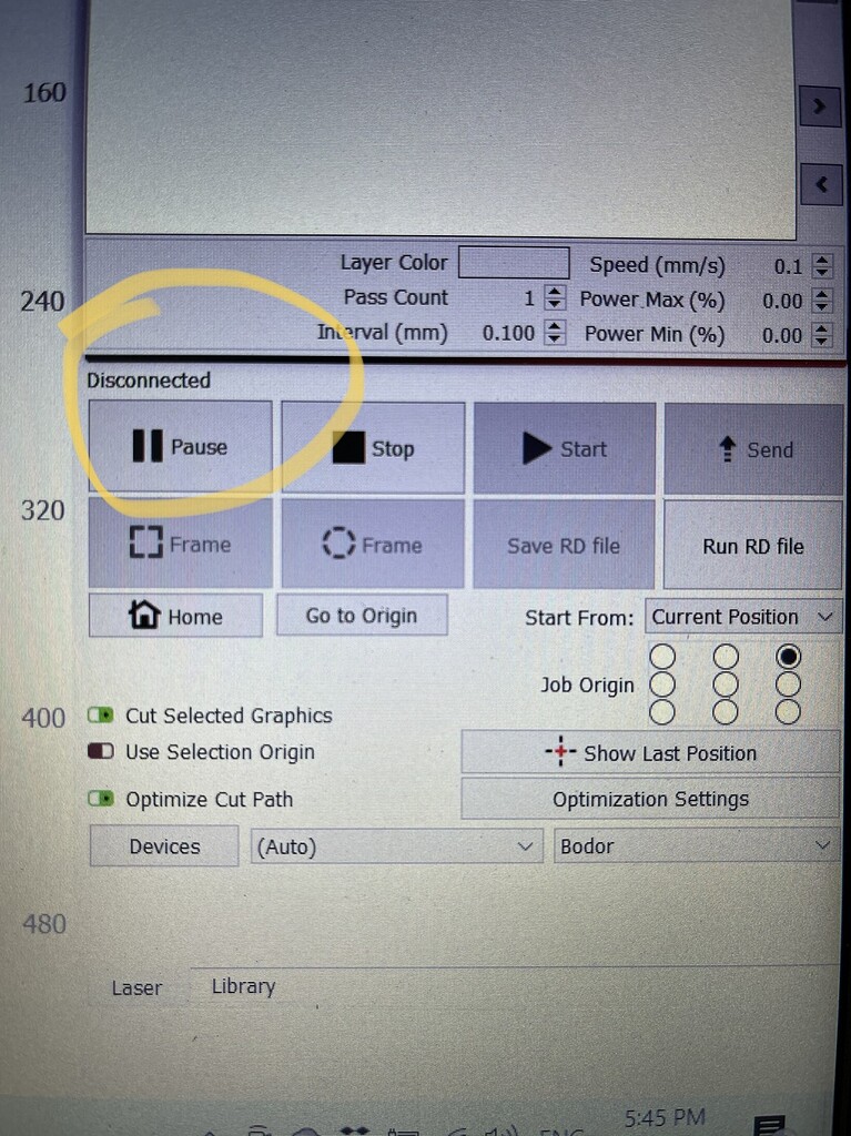 Laser disconnected lightburn software questions lightburn