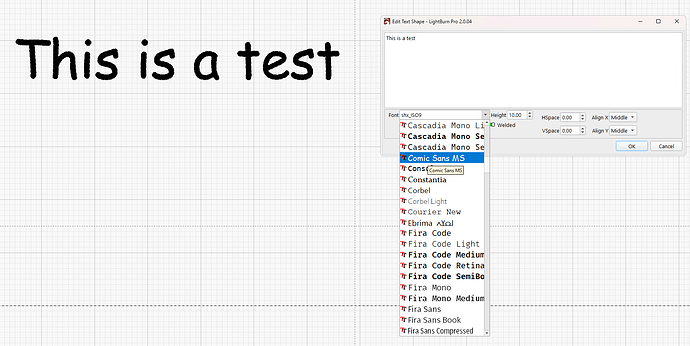 LightBurn - live font preview