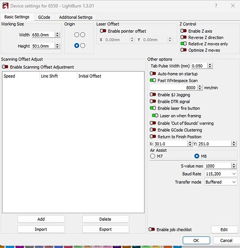 Device settings