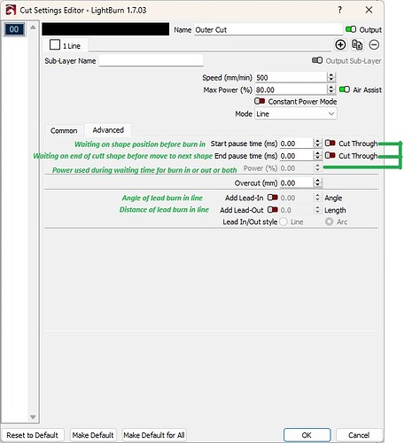 Layer advanced settings