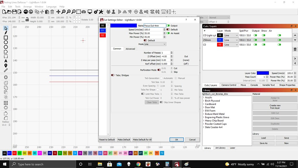 Autofocus machine and Z axis not moving? LightBurn Software Questions