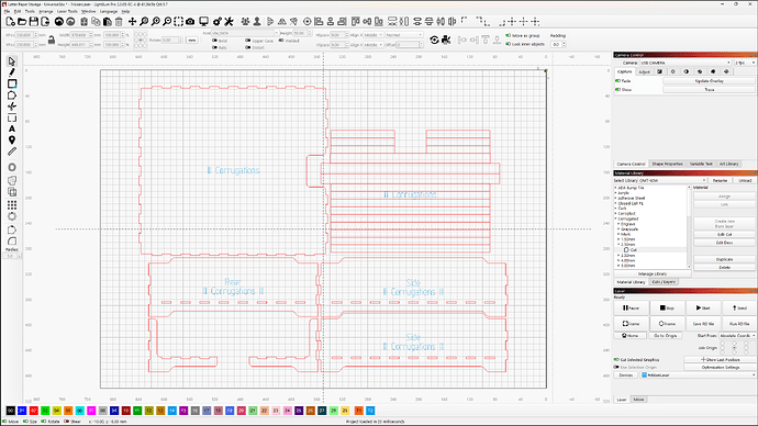LightBurn - screen layout