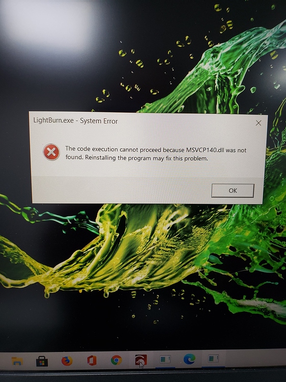 LightBurn.exe system error LightBurn Software Questions LightBurn
