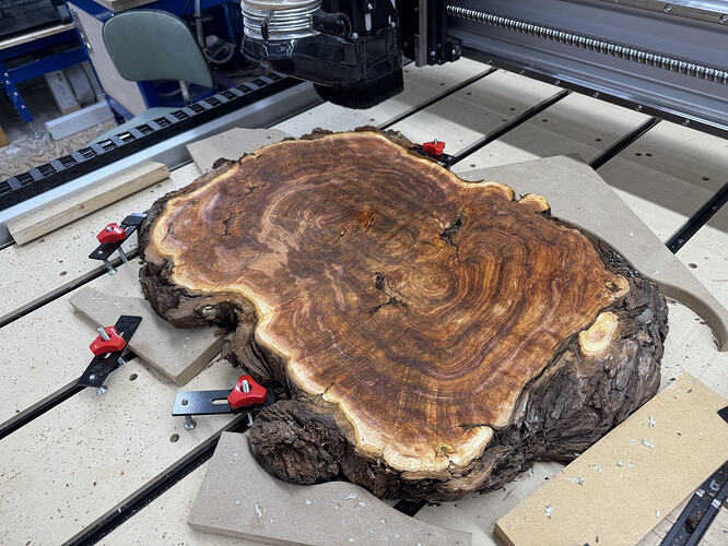 Top surface of cedar cooking, after applying water via rag