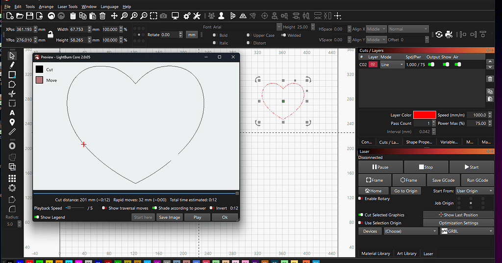 Missing parrt of outline in trace function - LightBurn Software ...