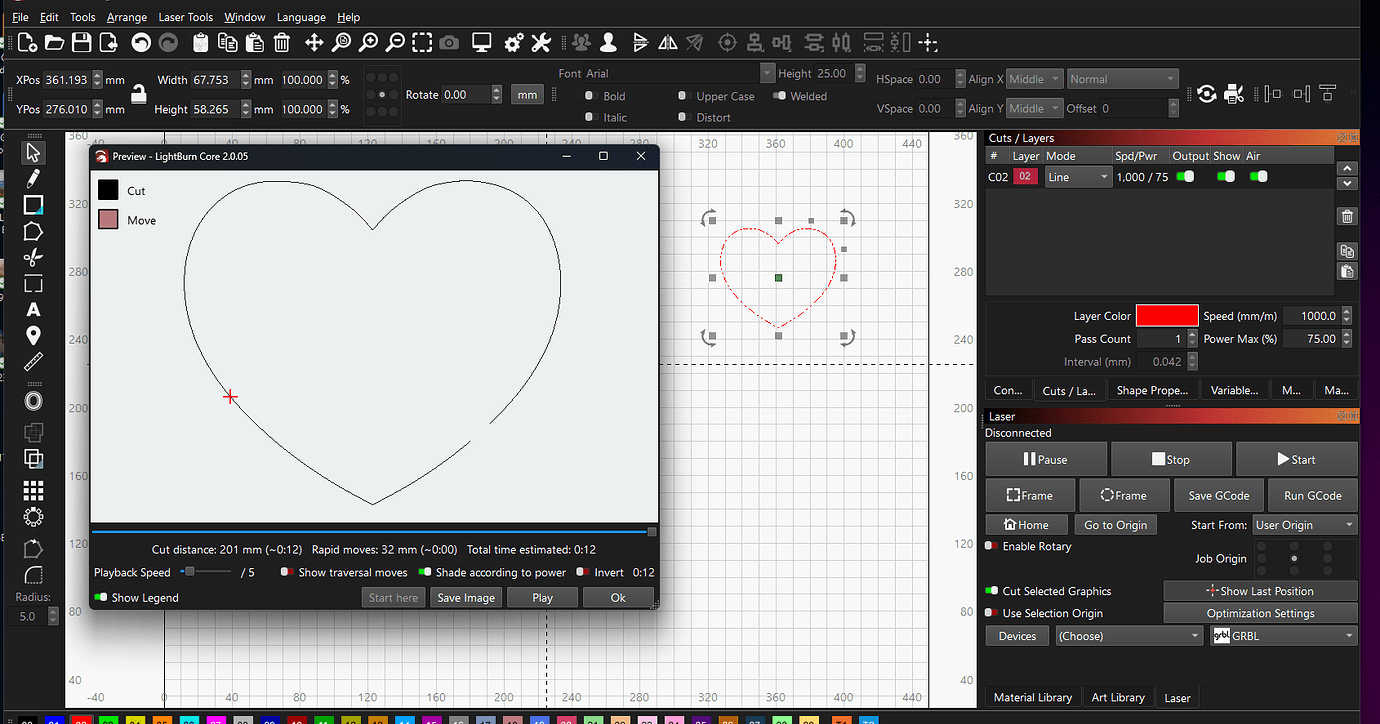 Missing parrt of outline in trace function - LightBurn Software ...