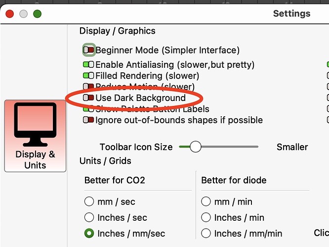 Dark background lightburn prefs