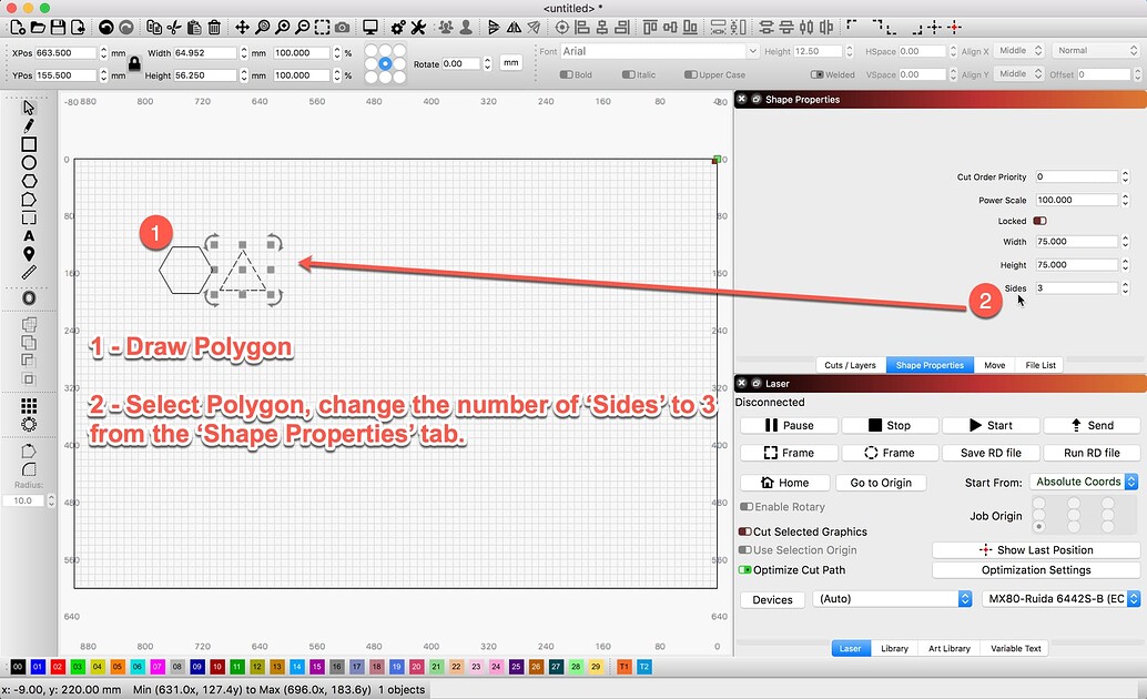 Creating a triangle with rounded corners - LightBurn Software Questions ...