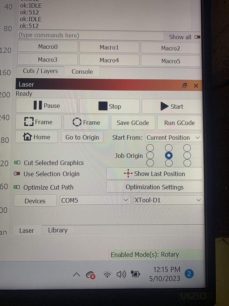 Rotary setup malfunction xTool LightBurn Software Forum