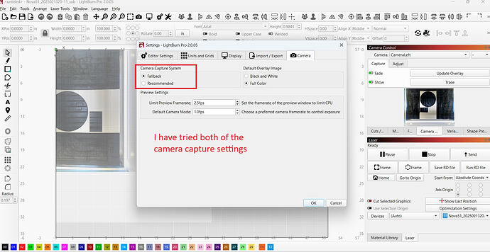 Screenshot thunder laser win 11 camera issue pic2