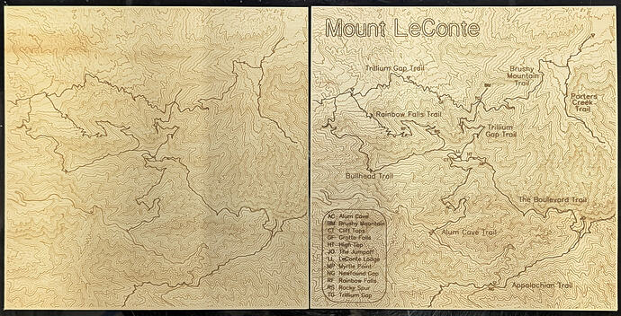 Trail map with contours