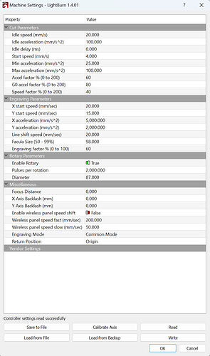 Machine Settings