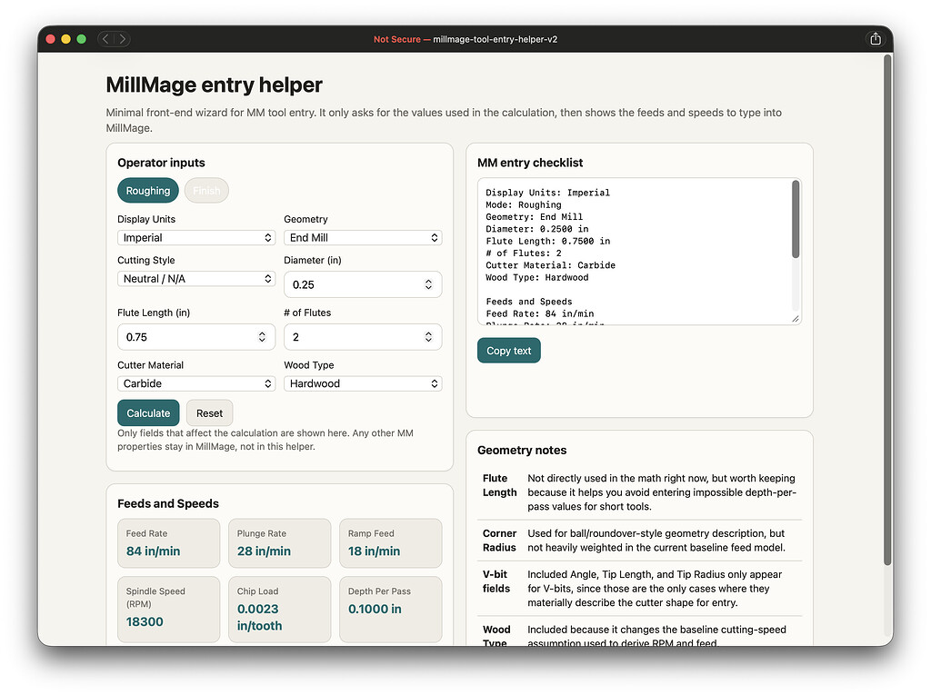Idea: geometry‑aware starter values in Tool Library - MillMage Software ...