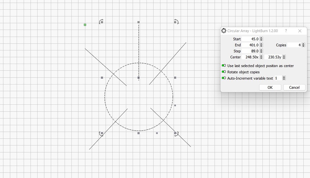 Possible bug in Circular array and apply path to text - LightBurn ...