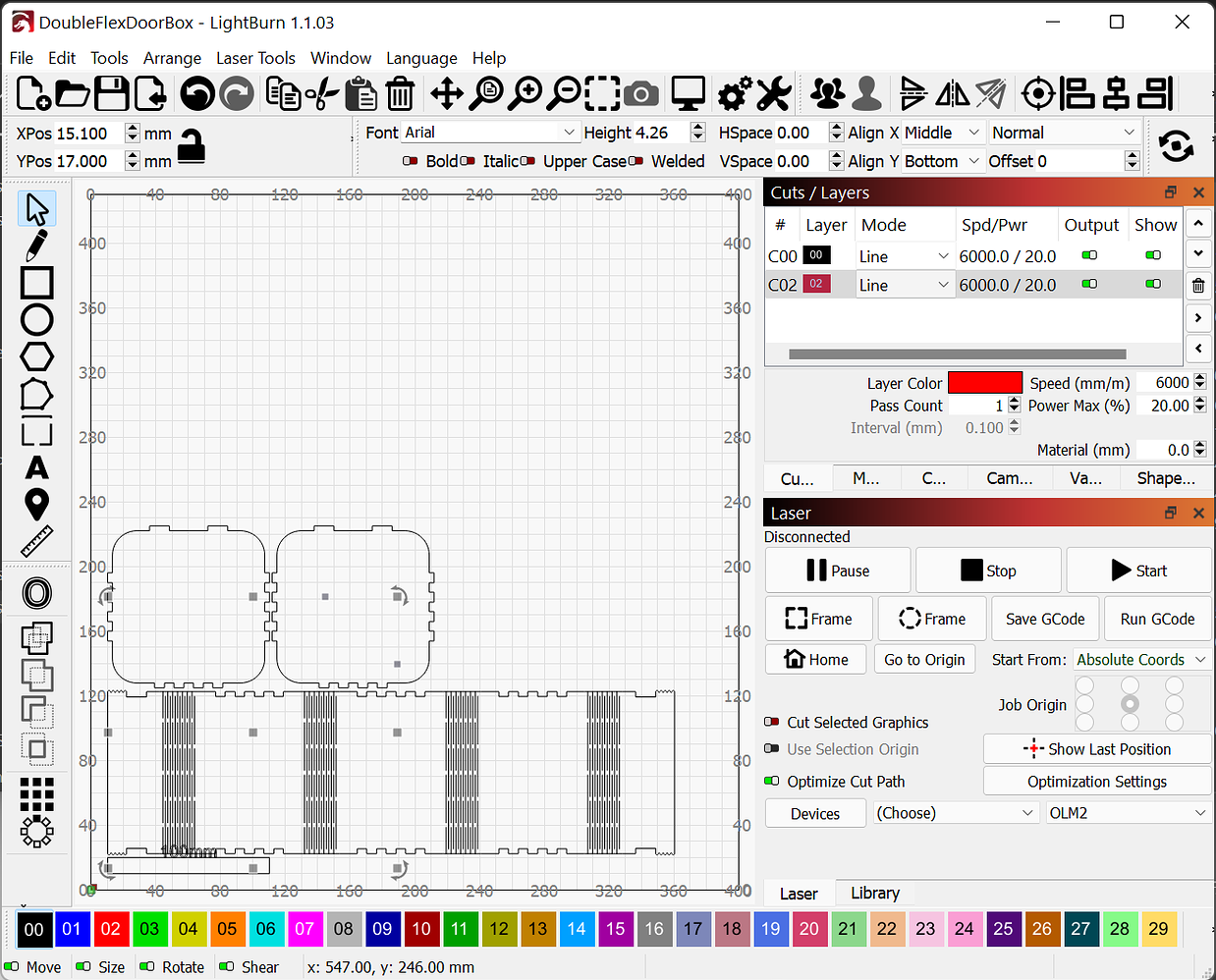 Added native Lightburn output to Boxes.py Finished Creations