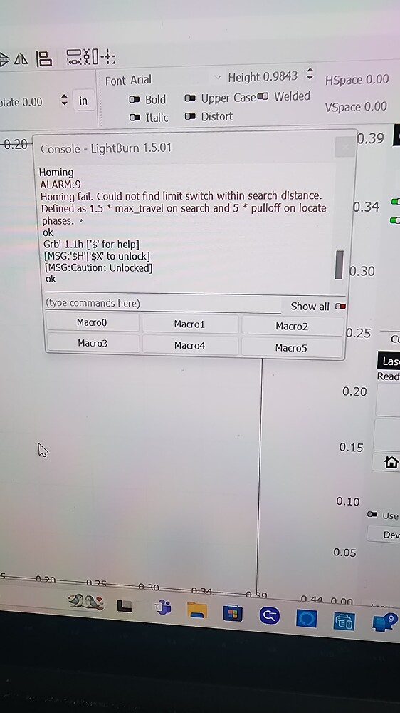 Homing Alarm9 What Does This Mean LightBurn Software Questions