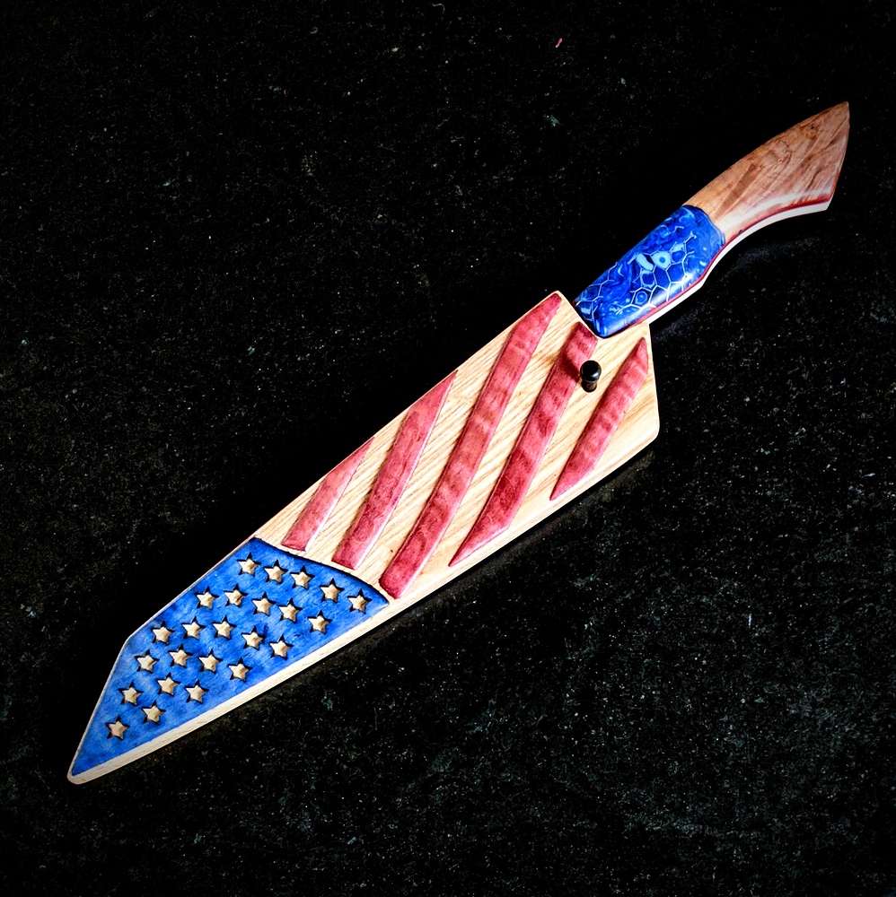 USA Flag Knife Sheath Dyed Maple Project Files LightBurn Software