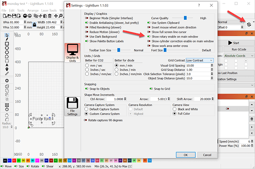 show rotary enable in main window