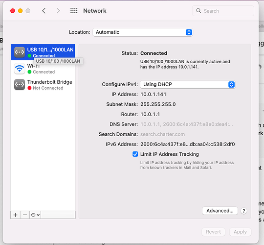 MacBook Network  screenshot ethernet