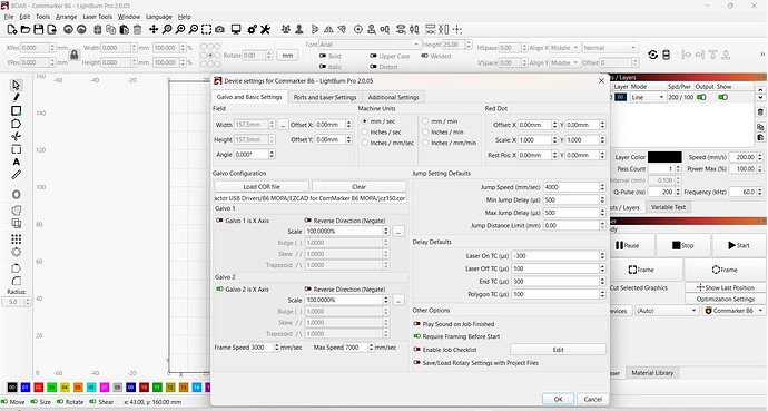 Settings Galvo and Basic