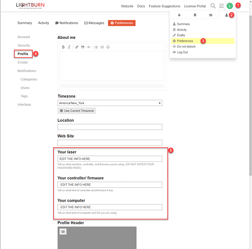 LB User Fields Edit - Marked Up