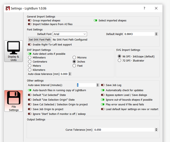 LB file settings