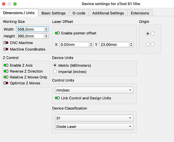 old 10w settings
