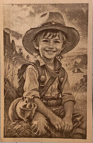 Boy with Prairie Dog Leather engravecopy