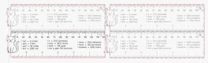 LightBurn - Cat ruler - front engrave & cut