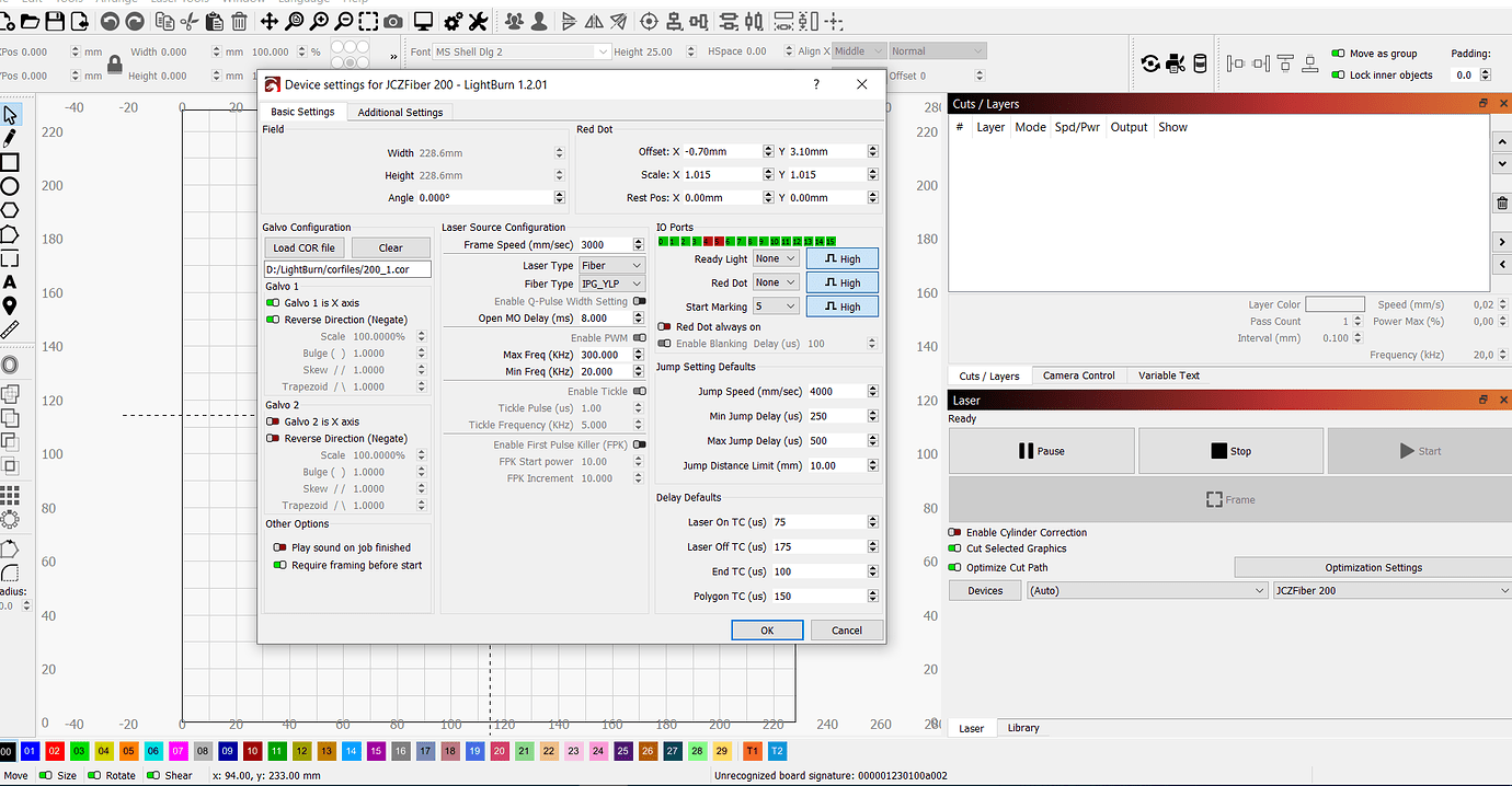Fiber Laser Not Connecting Galvo LightBurn Software Forum