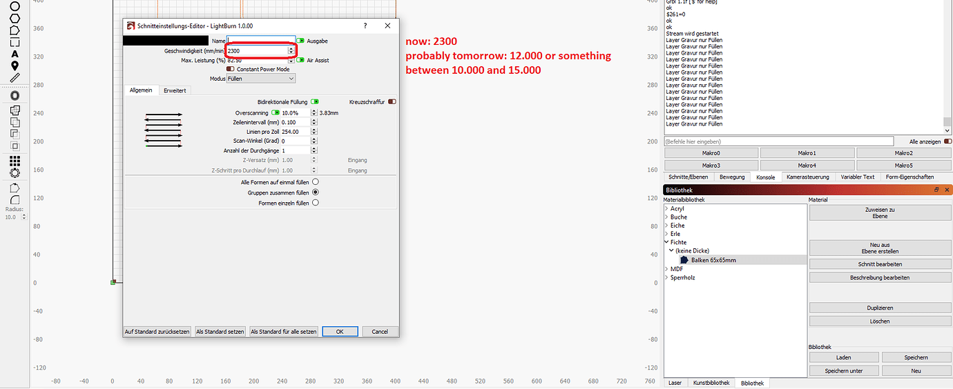Material library with two machines Speed variables changing