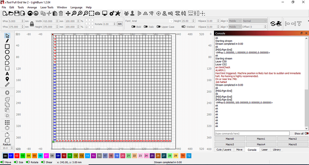 xTool D1 Pro Odd Hard Limit Error LightBurn Software Questions