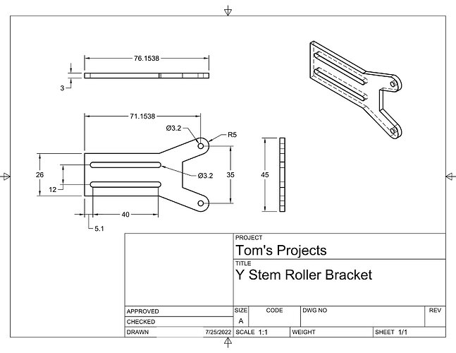 Y Stem Roller Bracket Drawing A v2