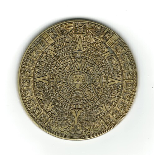 Aztec Calendar Engraving on Brass 238mm