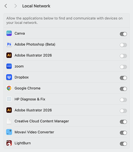 Local Network Privacy Settings