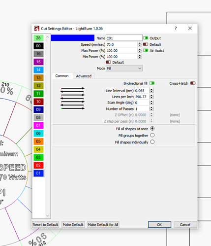 Cut Settings Editor