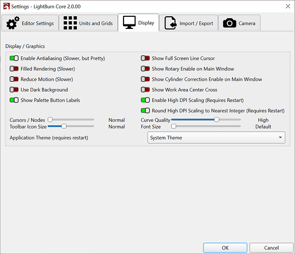 LB 2.0 Display Settings